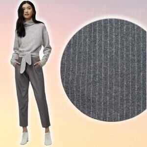 WILFRED Chambery Wool Blend Mid Rise Ankle Trousers Sz 00 Pinstripe Gray White